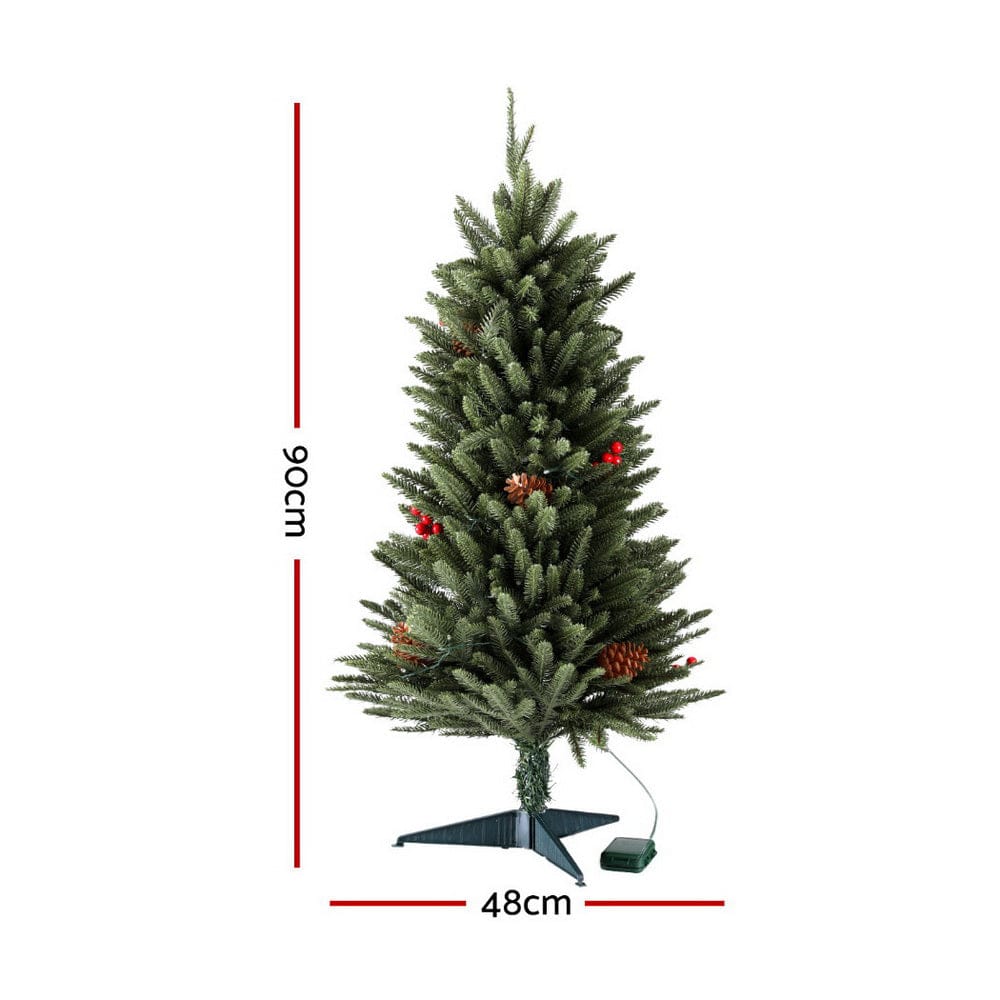 Jingle Jollys Mini Christmas Tree 90cm LED Xmas Tree Party Decorations - SportZone.co.nz