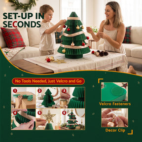 Jingle Jollys Paper Christmas Tree 47CM w/ Star Topper Xmas Decor Tabletop Green DIY Ornament Set - SportZone.co.nz
