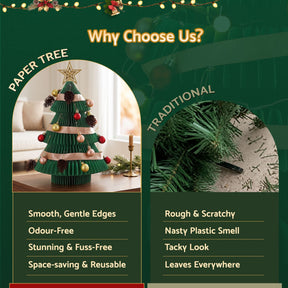 Jingle Jollys Paper Christmas Tree 47CM w/ Star Topper Xmas Decor Tabletop Green DIY Ornament Set - SportZone.co.nz
