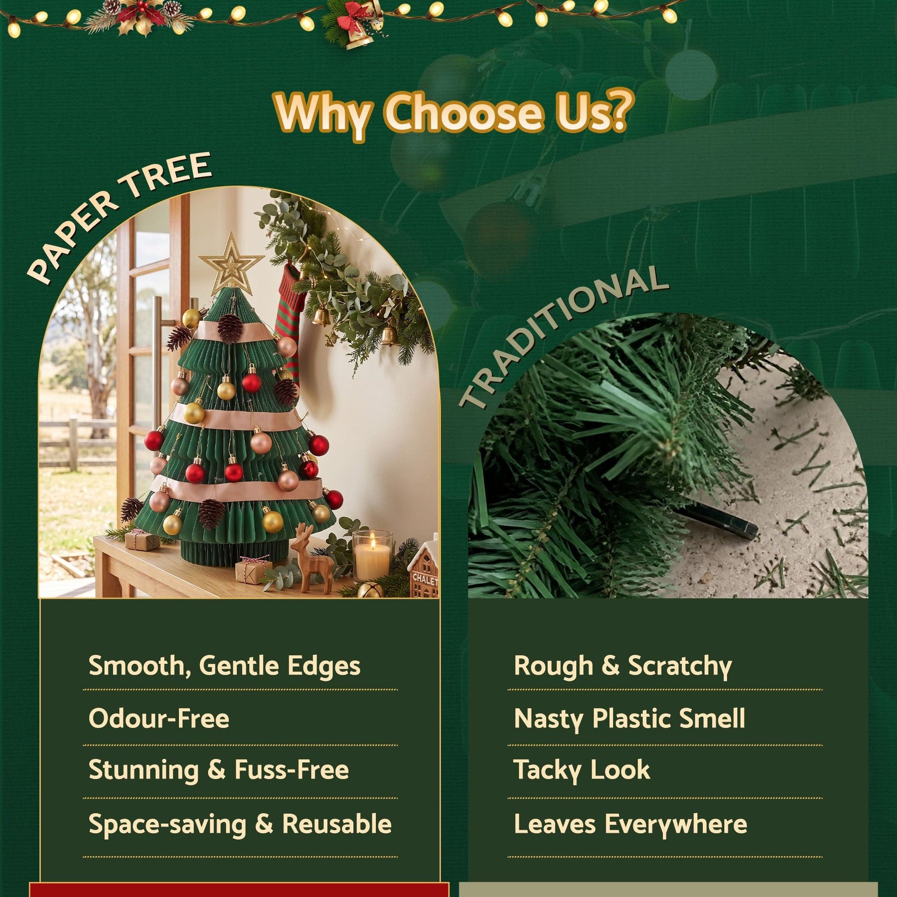Jingle Jollys Paper Christmas Tree 61CM w/ Star Topper Xmas Decor Tabletop Green DIY Ornament Set - SportZone.co.nz