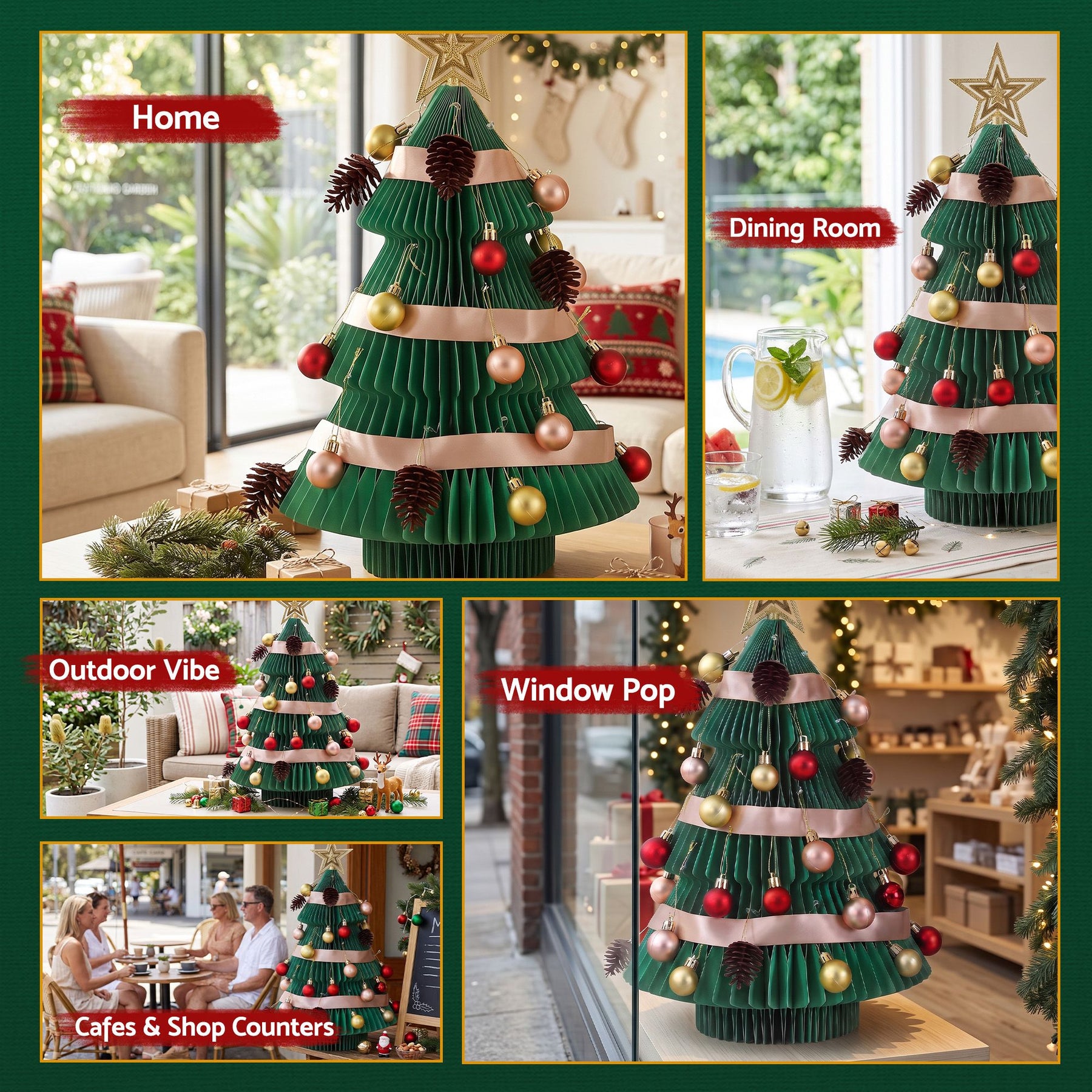 Jingle Jollys Paper Christmas Tree 61CM w/ Star Topper Xmas Decor Tabletop Green DIY Ornament Set - SportZone.co.nz