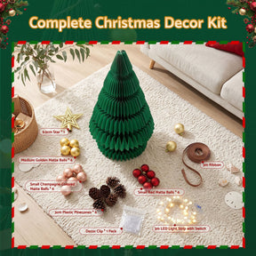 Jingle Jollys Paper Christmas Tree 62CM w/ Star Topper LEDs Xmas Decorations Kit Home Office Green - SportZone.co.nz