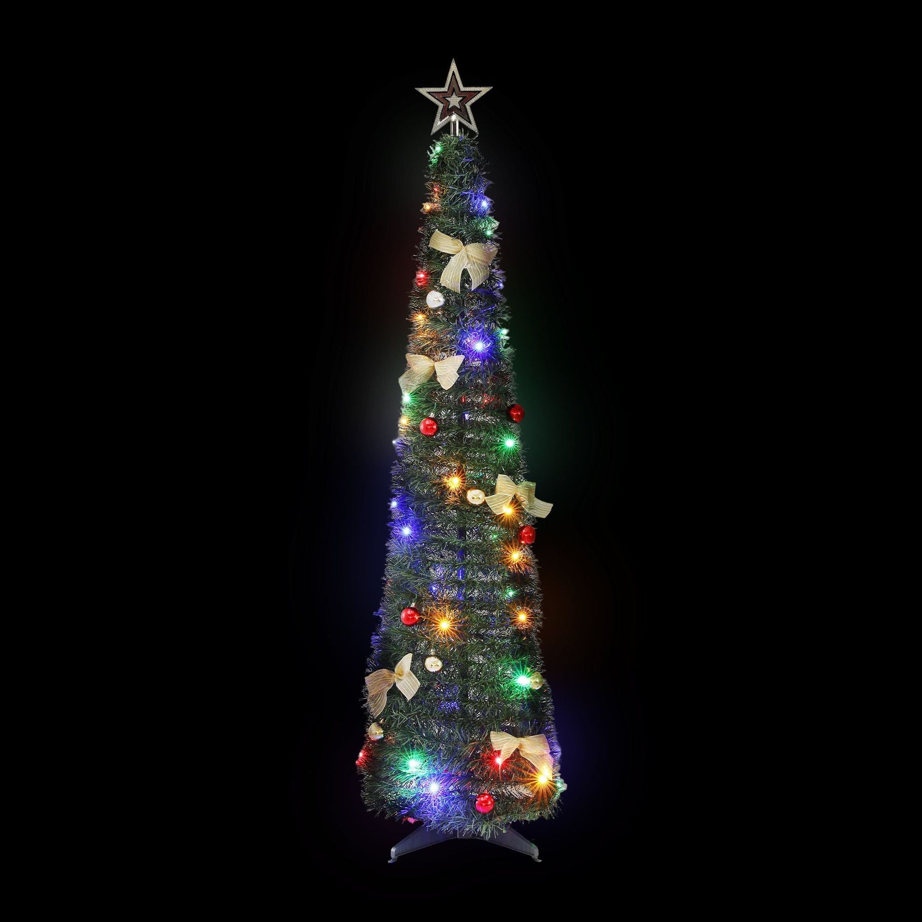 Jingle Jollys Pop Up Christmas Tree Pre Decorated Multicolour LED 155cm - SportZone.co.nz