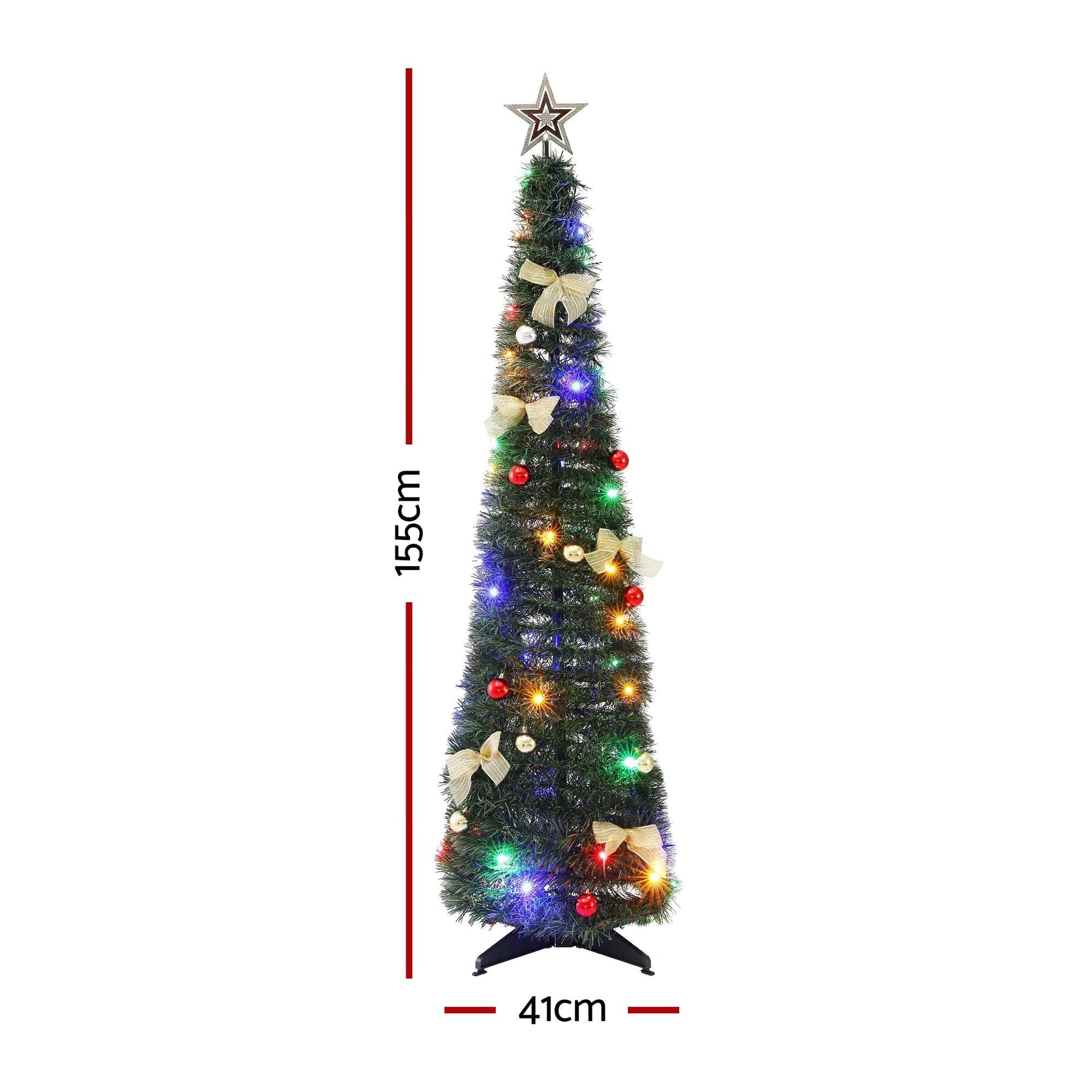 Jingle Jollys Pop Up Christmas Tree Pre Decorated Multicolour LED 155cm - SportZone.co.nz