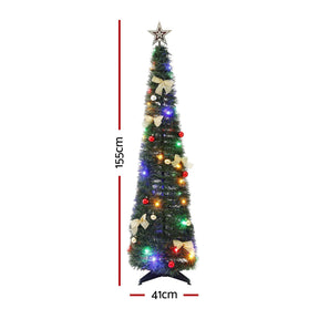 Jingle Jollys Pop Up Christmas Tree Pre Decorated Multicolour LED 155cm - SportZone.co.nz