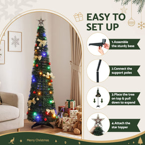 Jingle Jollys Pop Up Christmas Tree Pre Decorated Multicolour LED 155cm - SportZone.co.nz