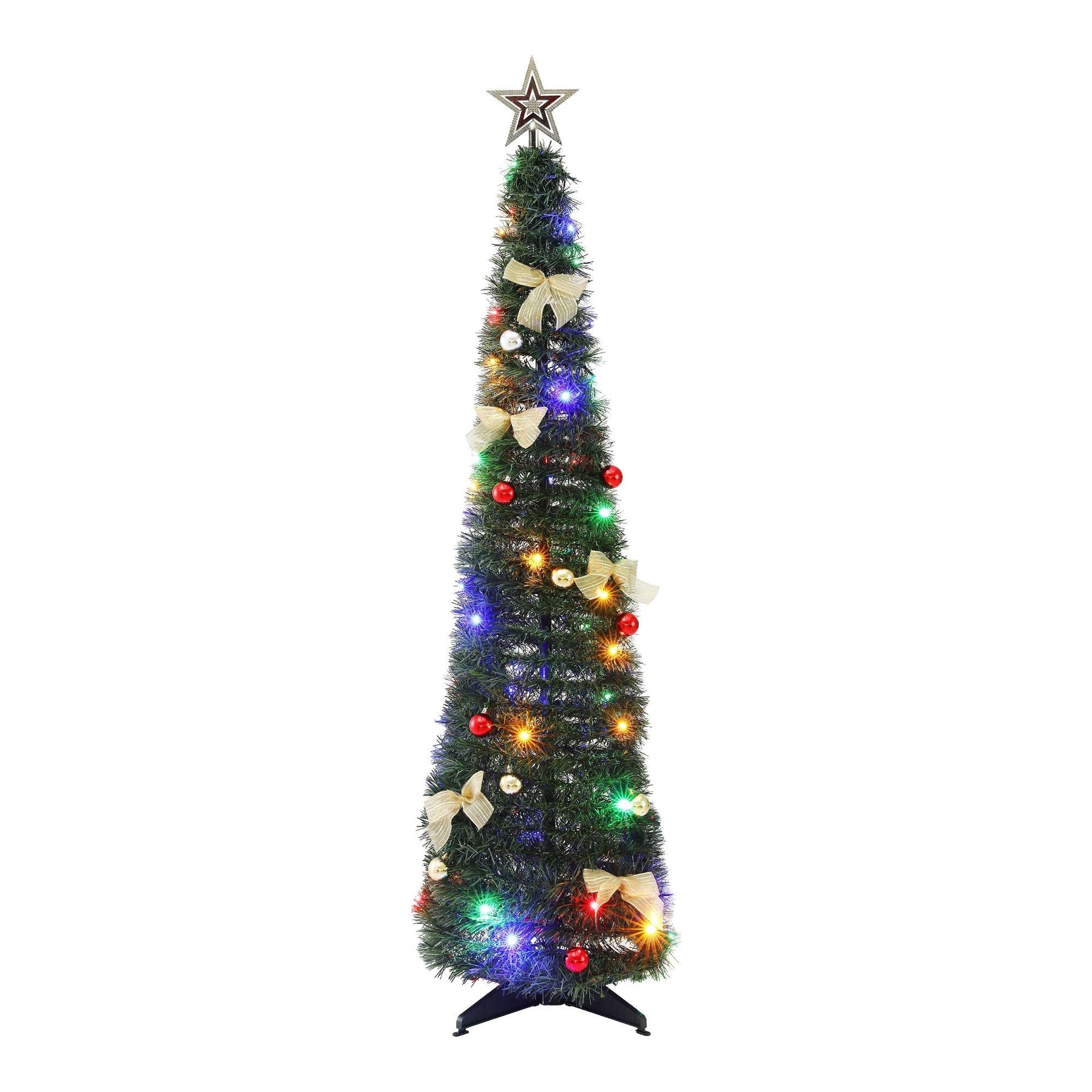 Jingle Jollys Pop Up Christmas Tree Pre Decorated Multicolour LED 155cm - SportZone.co.nz
