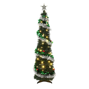 Jingle Jollys Pop Up Christmas Tree Pre Decorated Warm White LED 155cm - SportZone.co.nz