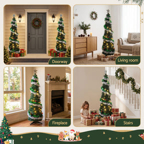 Jingle Jollys Pop Up Christmas Tree Pre Decorated Warm White LED 155cm - SportZone.co.nz