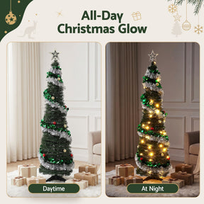 Jingle Jollys Pop Up Christmas Tree Pre Decorated Warm White LED 155cm - SportZone.co.nz
