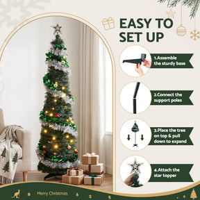 Jingle Jollys Pop Up Christmas Tree Pre Decorated Warm White LED 155cm - SportZone.co.nz