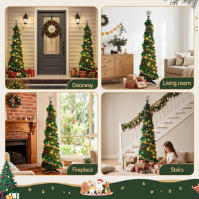 Jingle Jollys Pop Up Christmas Tree Pre Decorated Warm White LED 160cm - SportZone.co.nz