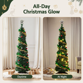 Jingle Jollys Pop Up Christmas Tree Pre Decorated Warm White LED 160cm - SportZone.co.nz