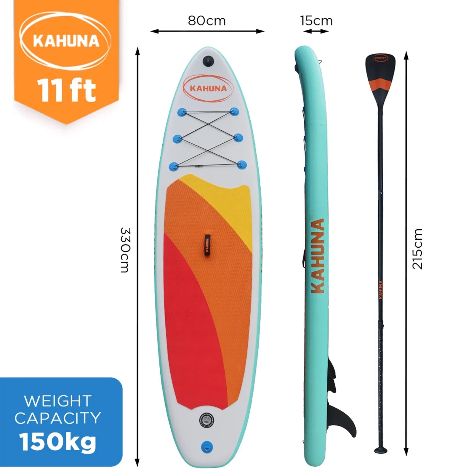 Kahuna Hana 11ft Inflatable Stand Up Paddle Board Set - iSUP Paddleboard Package with Paddle, Pump & Backpack - SportZone.co.nz