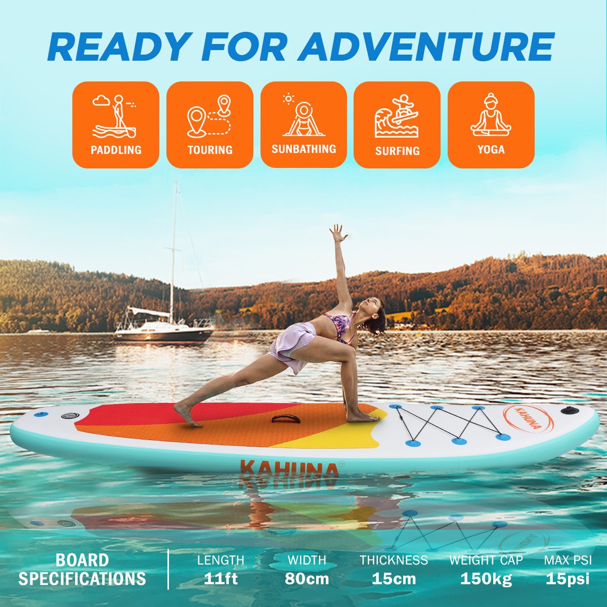 Kahuna Hana Inflatable Stand Up Paddle Board 11FT SUP Paddleboard - SportZone.co.nz