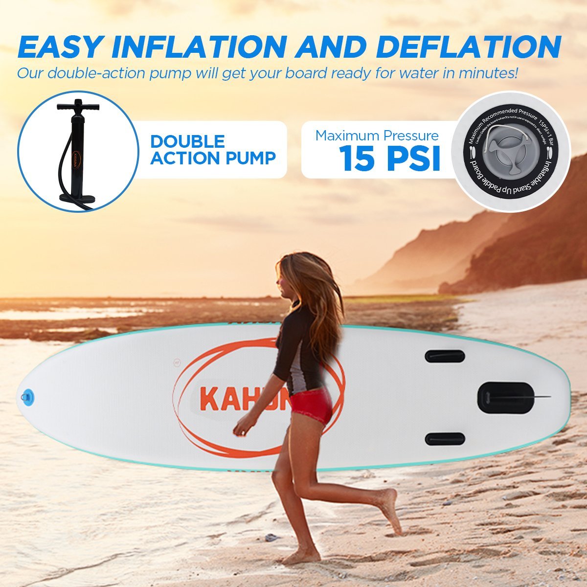 Kahuna Hana Inflatable Stand Up Paddle Board 11FT SUP Paddleboard - SportZone.co.nz