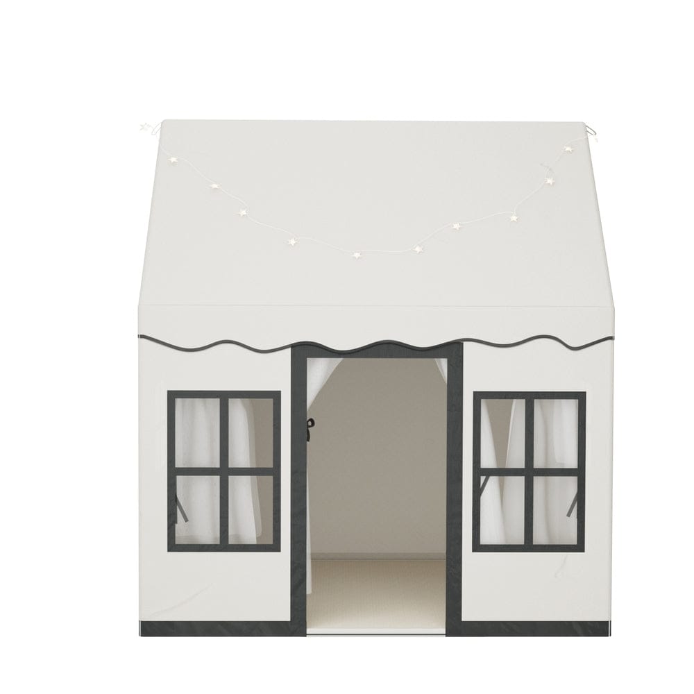 Keezi Kids Play Tent Playhouse Castle with String Lights Floor Mat Side Pocket - SportZone.co.nz