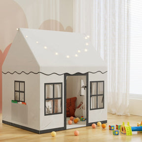 Keezi Kids Play Tent Playhouse Castle with String Lights Floor Mat Side Pocket - SportZone.co.nz