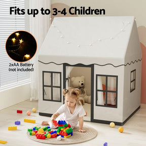 Keezi Kids Play Tent Playhouse Castle with String Lights Floor Mat Side Pocket - SportZone.co.nz