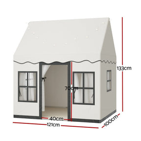 Keezi Kids Play Tent Playhouse Castle with String Lights Floor Mat Side Pocket - SportZone.co.nz