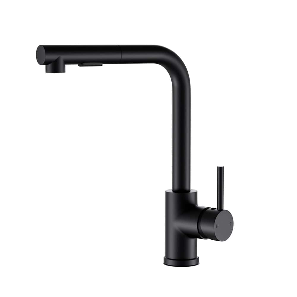 Kitchen Mixer Tap Pull Out Rectangle 2 Mode Sink Basin Faucet Swivel WELS Black - SportZone.co.nz