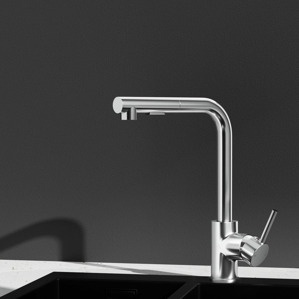 Kitchen Mixer Tap Pull Out Rectangle 2 Mode Sink Basin Faucet Swivel WELS Chrome - SportZone.co.nz