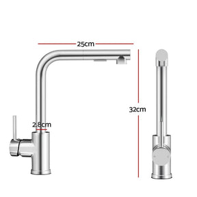 Kitchen Mixer Tap Pull Out Rectangle 2 Mode Sink Basin Faucet Swivel WELS Chrome - SportZone.co.nz