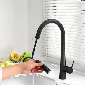 Kitchen Mixer Tap Pull Out Round 2 Mode Sink Basin Faucet Swivel WELS Black - SportZone.co.nz