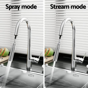 Kitchen Mixer Tap Pull Out Round 2 Mode Sink Basin Faucet Swivel WELS Chrome - SportZone.co.nz