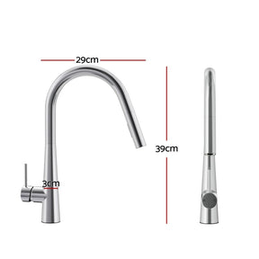 Kitchen Mixer Tap Pull Out Round 2 Mode Sink Basin Faucet Swivel WELS Chrome - SportZone.co.nz