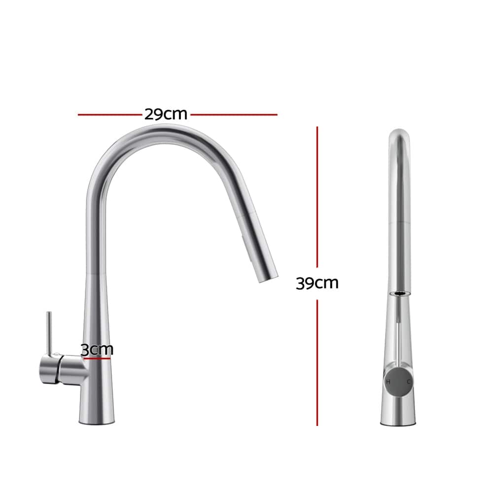 Kitchen Mixer Tap Pull Out Round 2 Mode Sink Basin Faucet Swivel WELS Chrome - SportZone.co.nz
