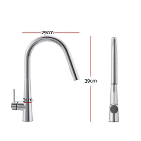 Kitchen Mixer Tap Pull Out Round 2 Mode Sink Basin Faucet Swivel WELS Chrome - SportZone.co.nz