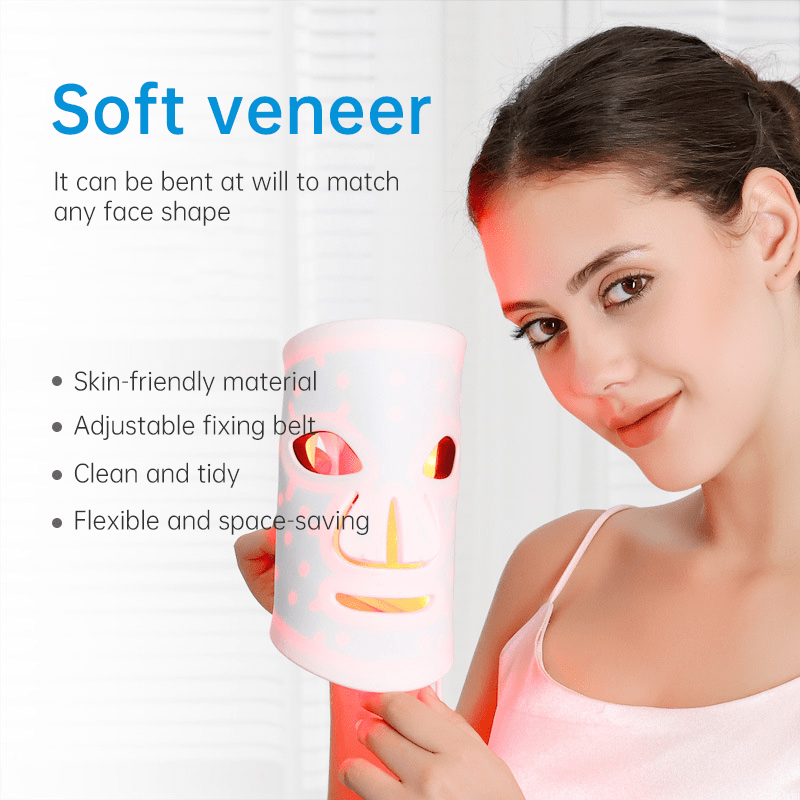 LED Light Therapy Face Mask – 98 LEDs, 4 Colour Modes, USB Rechargeable - SportZone.co.nz