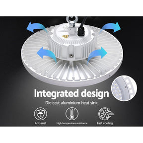 Leier LED High Bay Lights 150W UFO Industrial Shed Warehouse Factory Lamp White - SportZone.co.nz