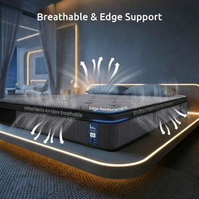 Levitex Single Mattress 33 cm 7 - Zone Pocket Spring 8.0 Extra Firm with Dual - Row Edge Support & Breathable Knit Cover - SportZone.co.nz