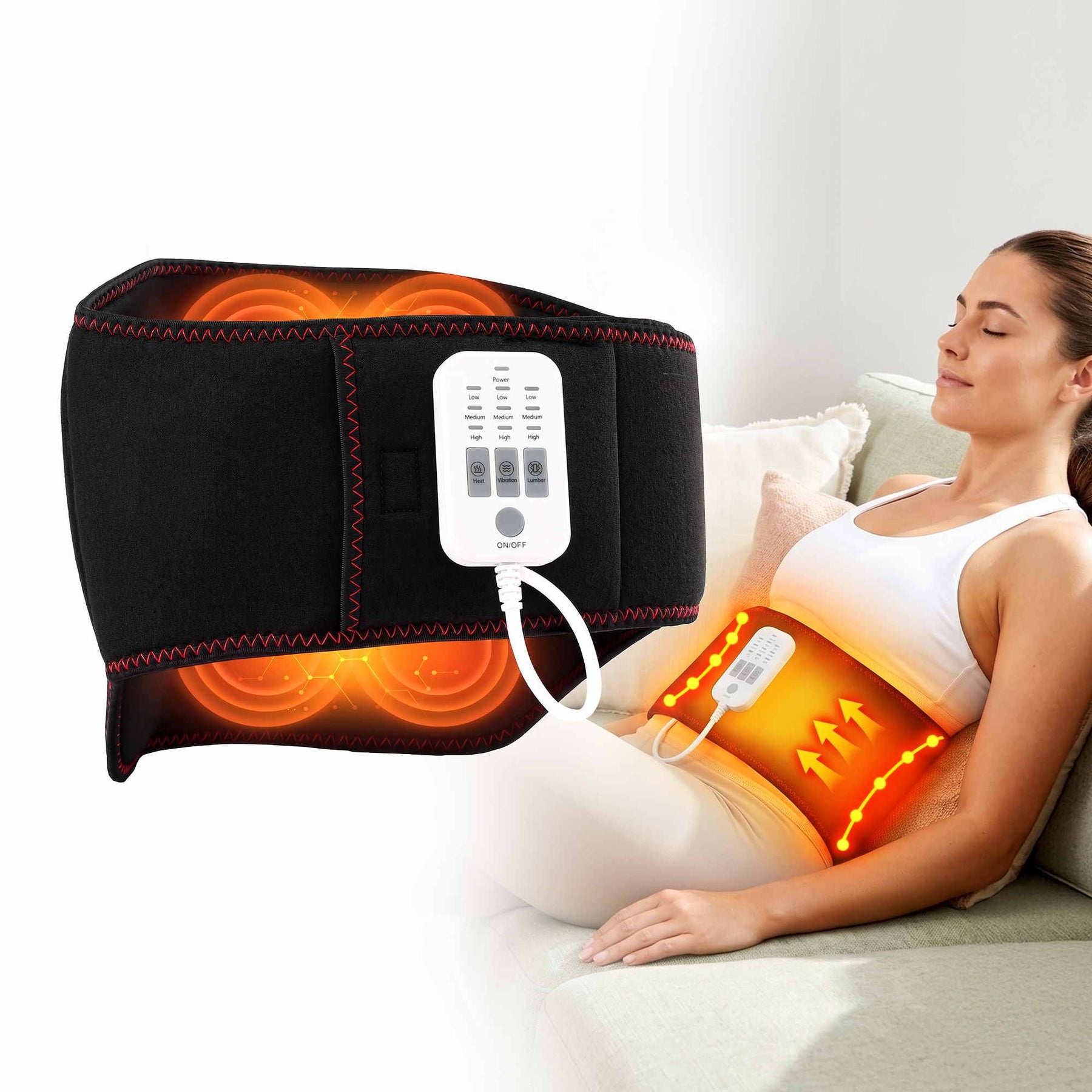 Livemor Back Massager Airbag Traction & Heat Lumbar Support Belt 124cm - SportZone.co.nz