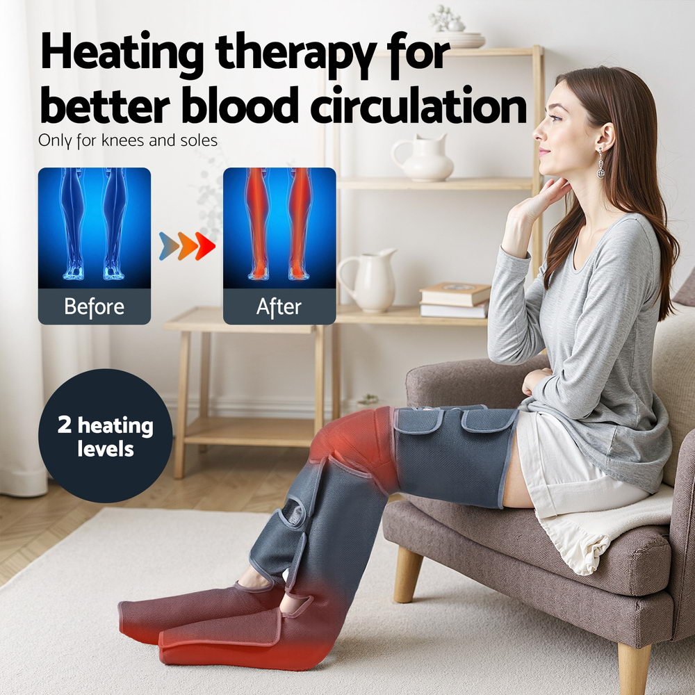 Livemor Foot Massager Leg Knee Massager with Air Compression 3 Massage Modes Heating - SportZone.co.nz