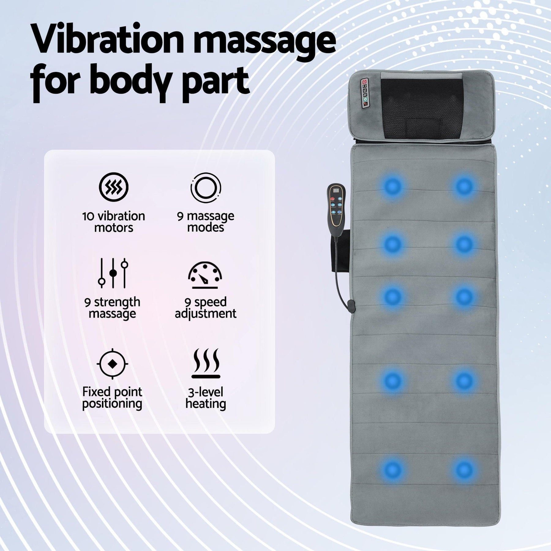 Livemor Massage Mat 10 - nodes Vibration Heating Massage Cushion - SportZone.co.nz