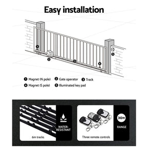LockMaster Automatic Sliding Gate Opener Kit 40W Solar 6M 600KG - SportZone.co.nz