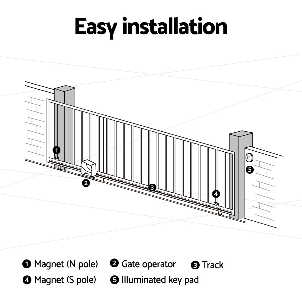 LockMaster Automatic Sliding Gate Opener Kit 4M 800KG - SportZone.co.nz
