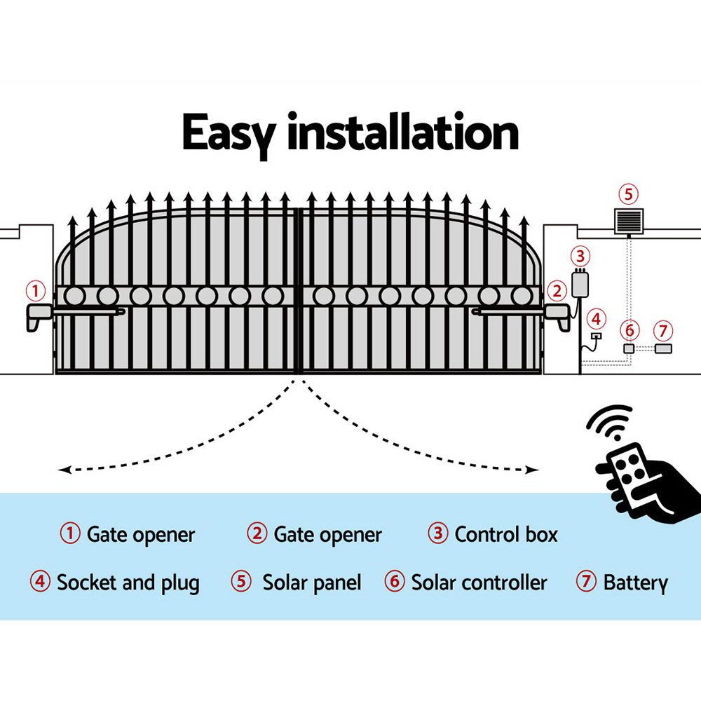 LockMaster Dual Swing Gate Opener 800KG 40W Solar Panel - SportZone.co.nz