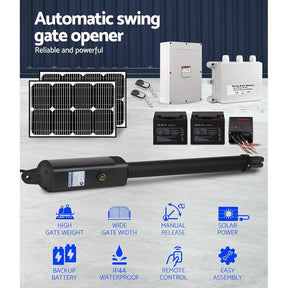 LockMaster Single Swing Gate Opener 500KG 40W Solar Panel - SportZone.co.nz