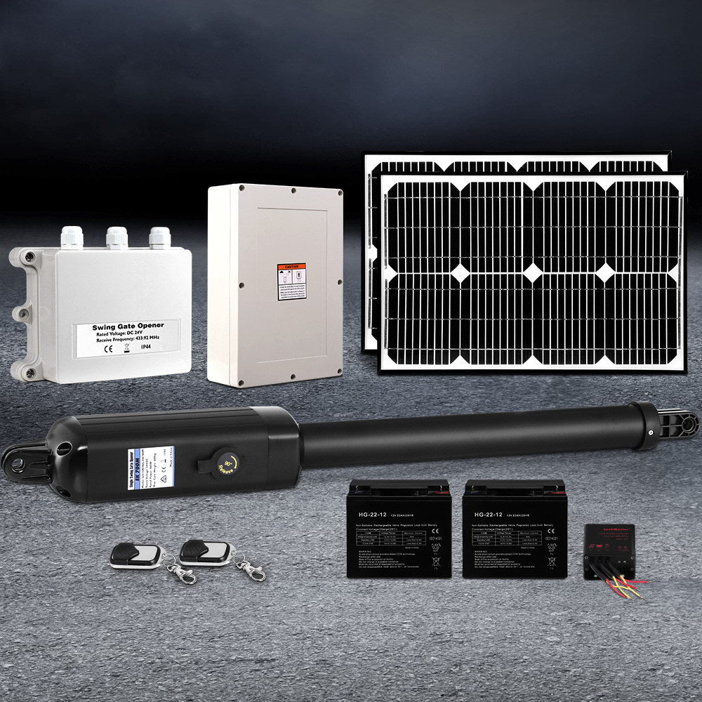 LockMaster Single Swing Gate Opener 500KG 40W Solar Panel - SportZone.co.nz