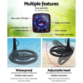 Metal Detector 160MM Deep Sensitive Waterproof Treasure Hunter Gold Digger - SportZone.co.nz