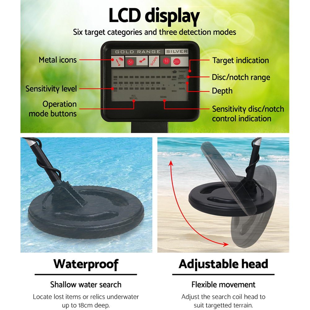 Metal Detector 180MM Deep Sensitive Water Resistant Treasure Hunter Gold Digger - SportZone.co.nz