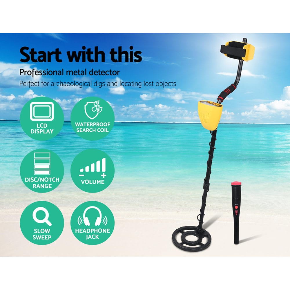 Metal Detector 180MM Deep Sensitive Waterproof Pinpointer Treasure Hunter Yellow - SportZone.co.nz