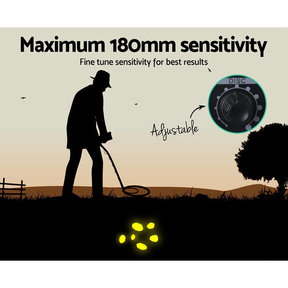 Metal Detector 180MM Deep Sensitive Waterproof Treasure Hunter Gold Digger Black - SportZone.co.nz