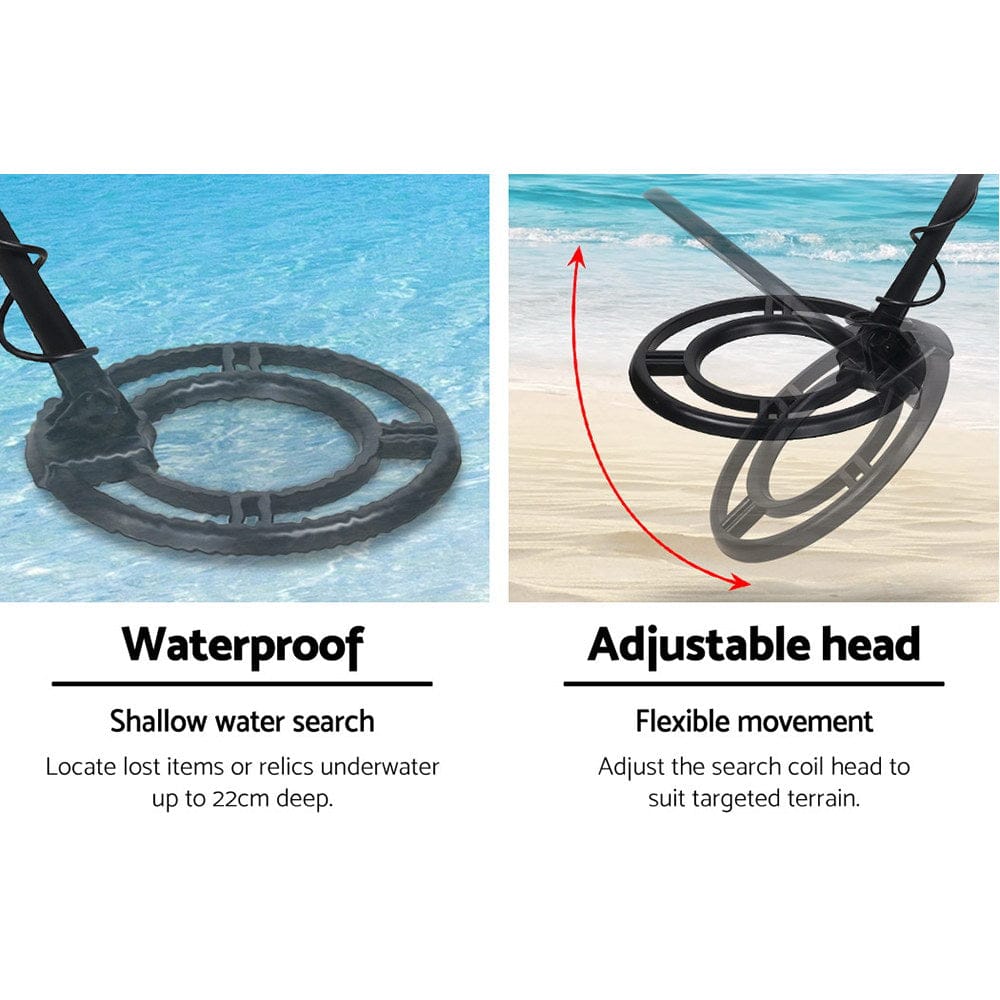 Metal Detector 220MM Deep Sensitive Waterproof Treasure Hunter Gold Digger Shovel - SportZone.co.nz