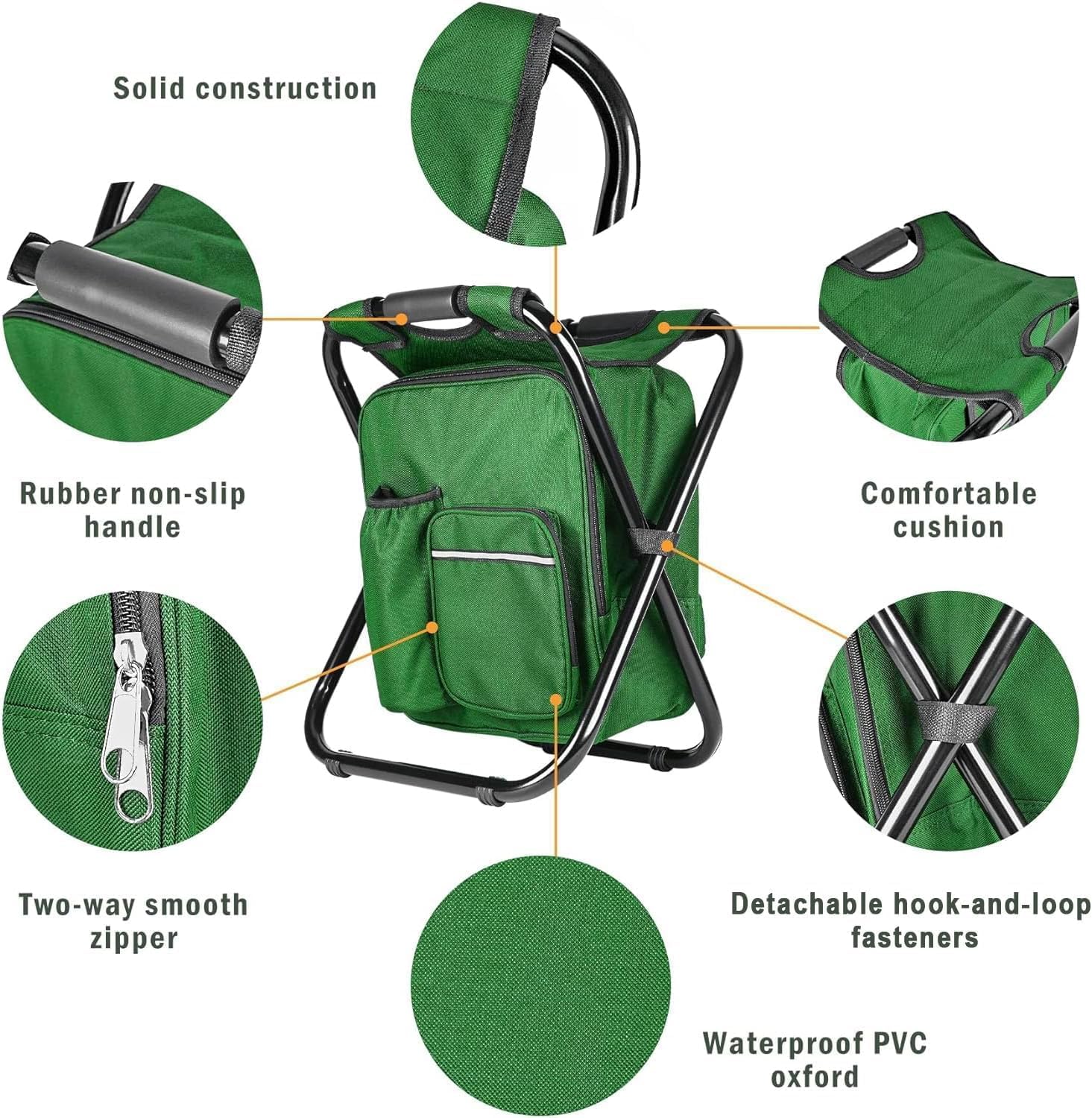 Military Green Folding Camping Chair - Portable, Compact, Adjustable with Fishing Rod Holder - SportZone.co.nz