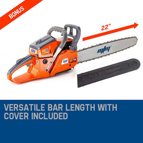 MTM Petrol Commercial Chainsaw 22 Bar E-Start Tree Pruning Chain Saw Top Handle - SportZone.co.nz